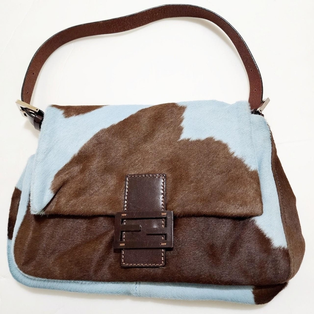 Fendi 1999 ponyhair cow mama bag in blue